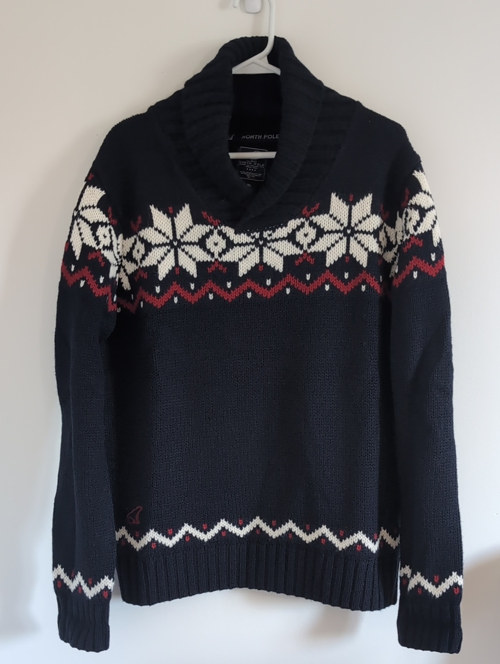 Men's Shawl Collar Navy Fair Isle  Sweater